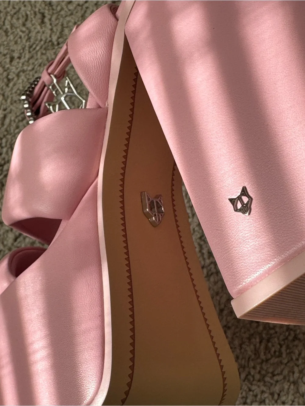 Naked Wolfe Jingle Baby Pink Platform Block Heel Sandals Size 7